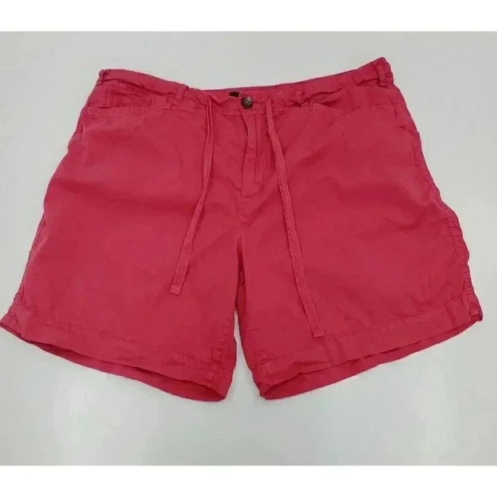 LRL Lauren Jeans Co. Ralph Lauren Red Cotton Flat Front Shorts Women's Size 14